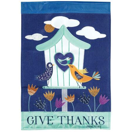 RECINTO 13 x 18 in. Birdhouse Give Thanks Psalm Garden Flag RE3458032